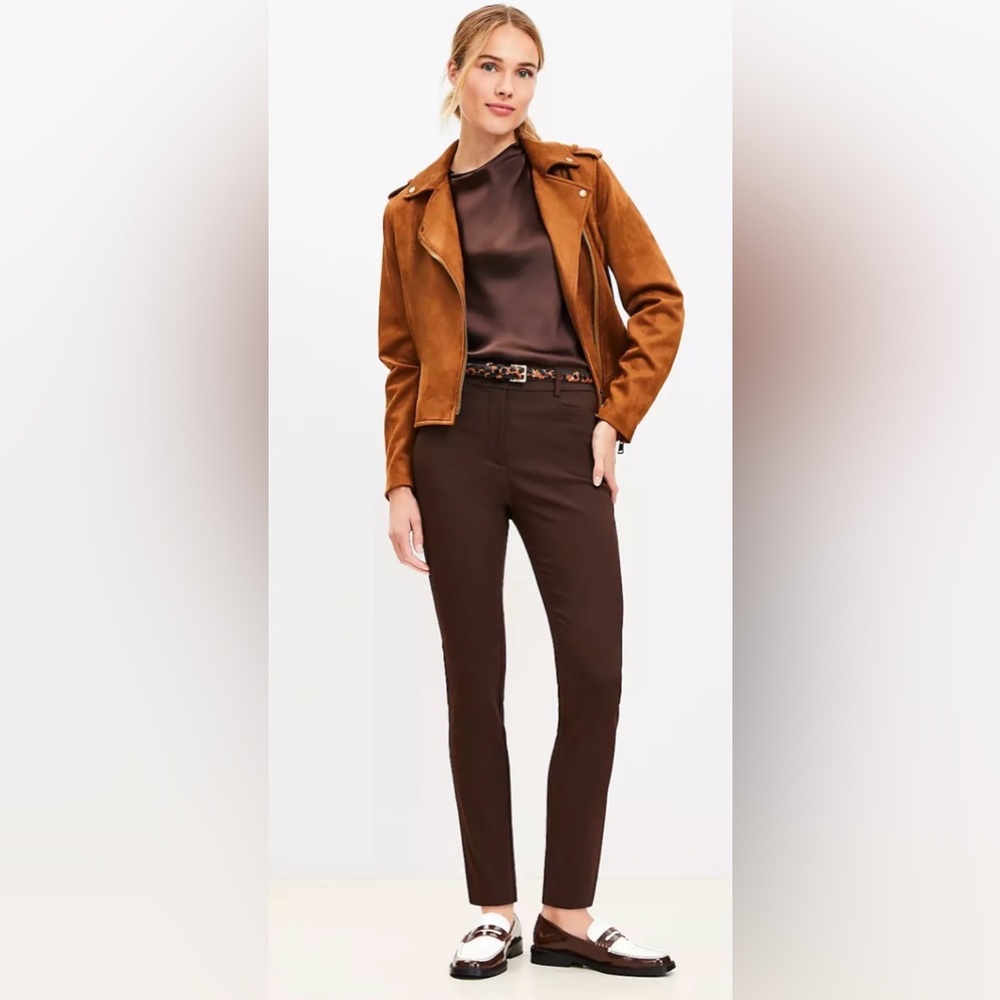 LOFT THE SUTTON SKINNY CHOCOLATE BROWN ANKLE PANTS SIZE 0